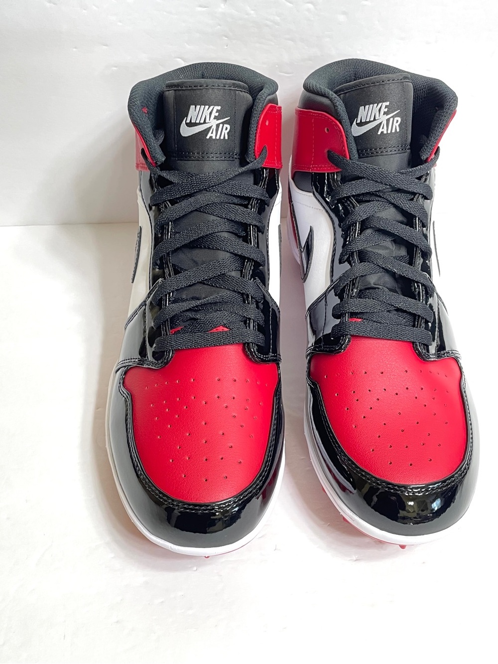 Nike Air Jordan 1 Retro MCS Patent Bred Toe Football Cleats Size 11 FJ6805-601